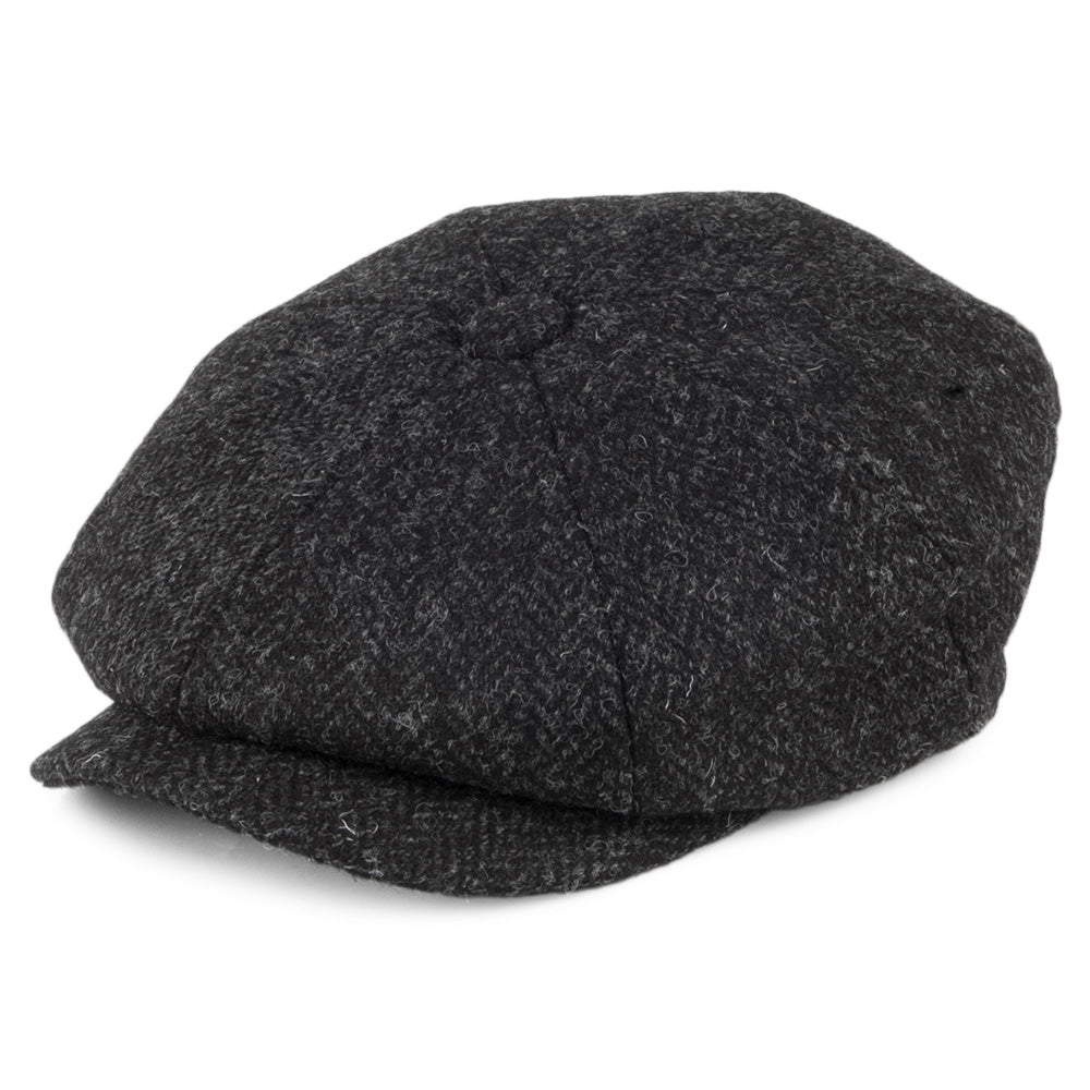 Casquette Gavroche en HARRIS TWEED Taransay noir-anthracite JAXON & JAMES