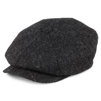 Casquette Gavroche en HARRIS TWEED Taransay noir-anthracite JAXON & JAMES