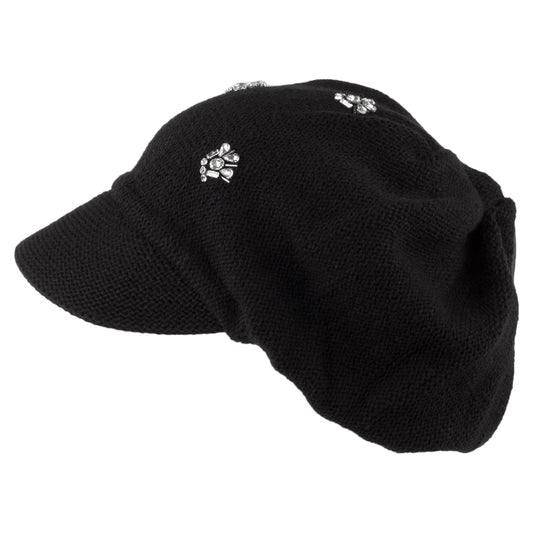 Casquette Gavroche avec Strass noir SCALA