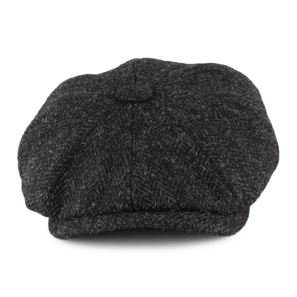 Casquette Gavroche en HARRIS TWEED à 8 pans anthracite OLNEY