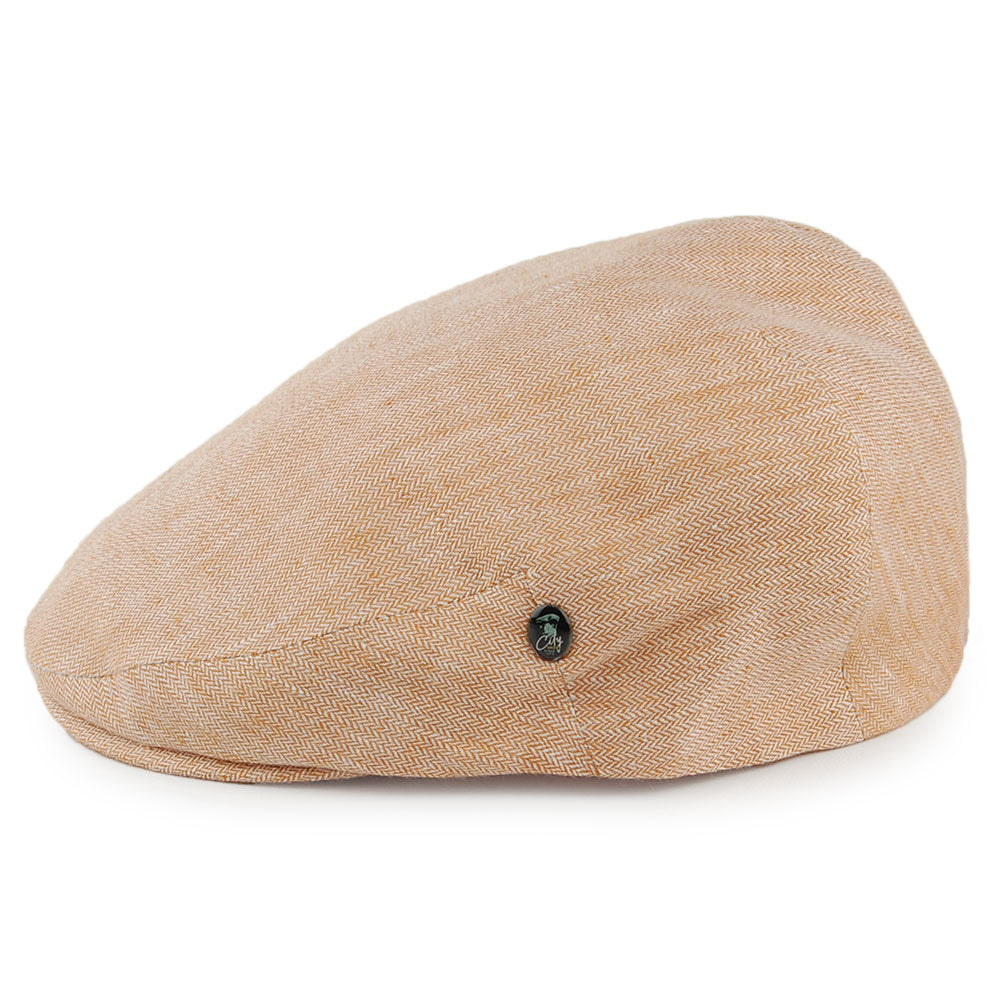 Casquette Plate en Lin à Petits Chevrons ocre CITY SPORT
