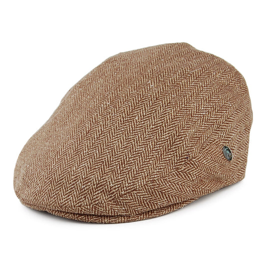 Casquette Plate en Pure Soie à Chevrons marron-beige sable CITY SPORT