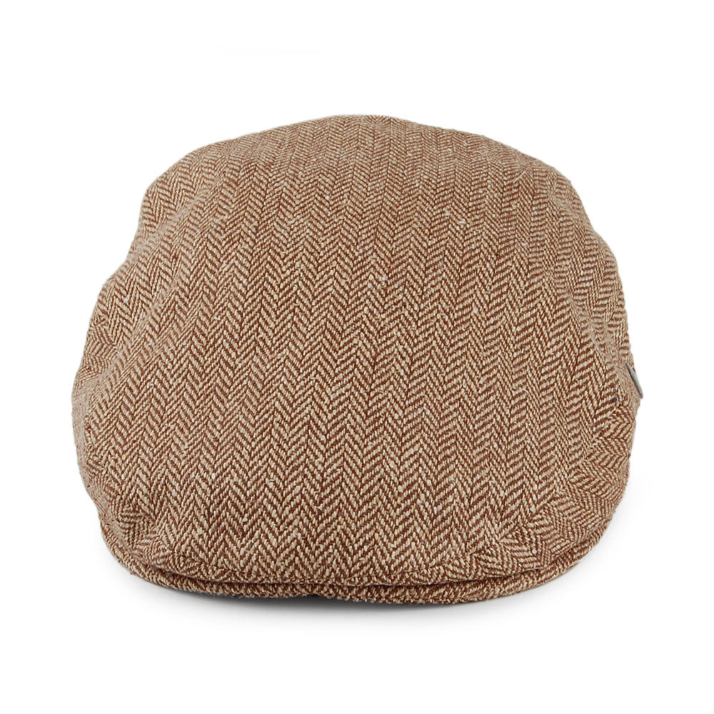 Casquette Plate en Pure Soie à Chevrons marron-beige sable CITY SPORT