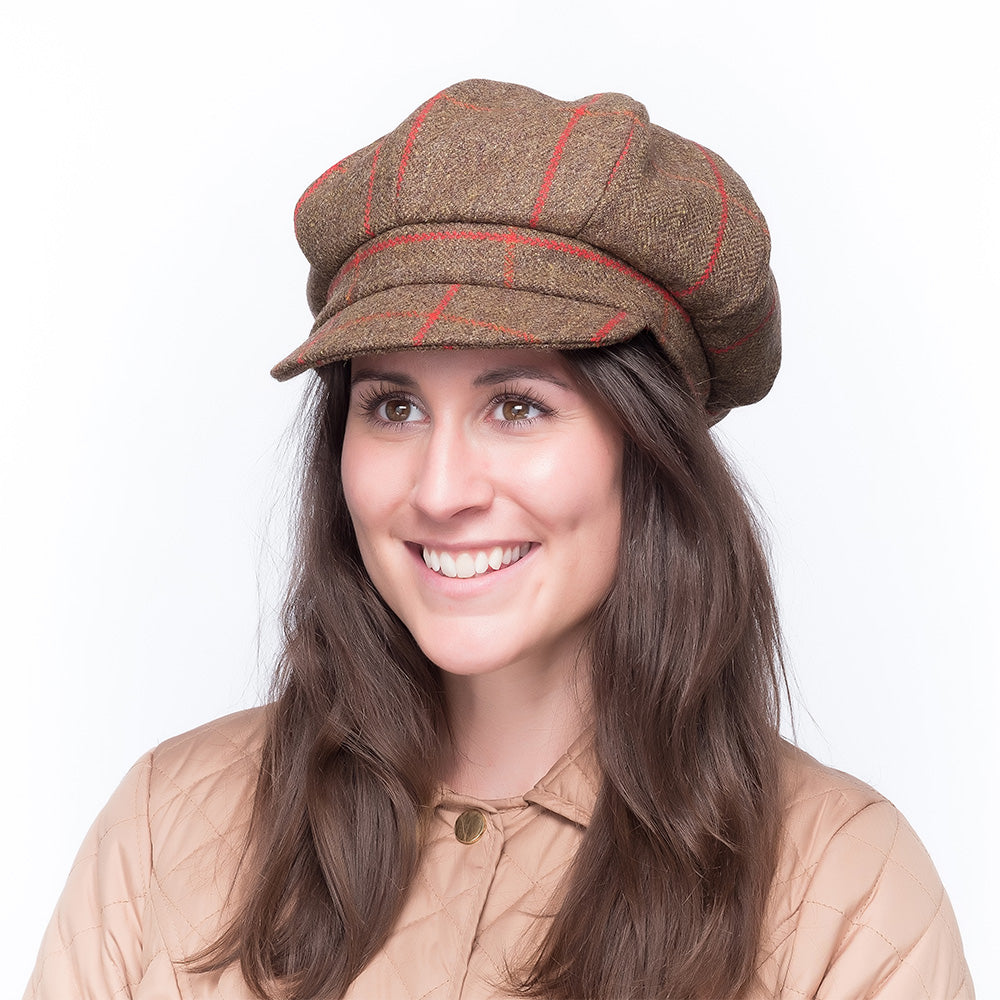 Casquette Gavroche Chloe marron-rouge JANE ANNE DESIGNS