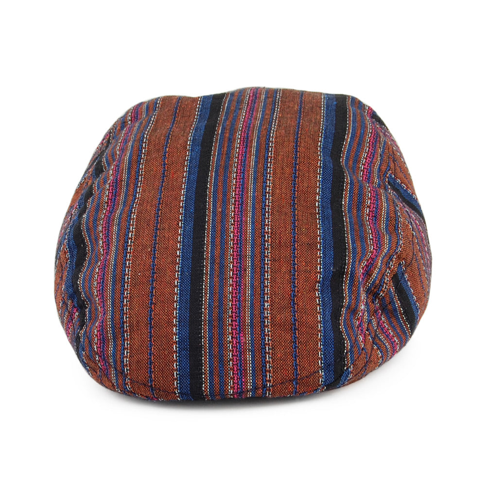 Casquette Plate en Coton à Rayures Antigua marron-bleu CARLOS SANTANA