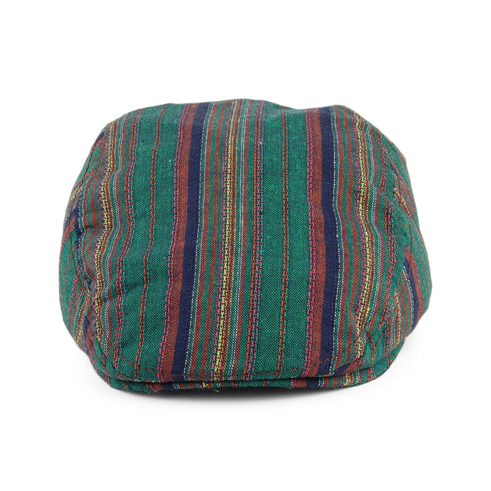 Casquette Plate en Coton à Rayures Antigua vert-marron CARLOS SANTANA