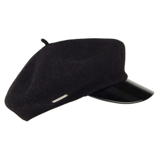 Casquette Gavroche en Laine noir SEEBERGER