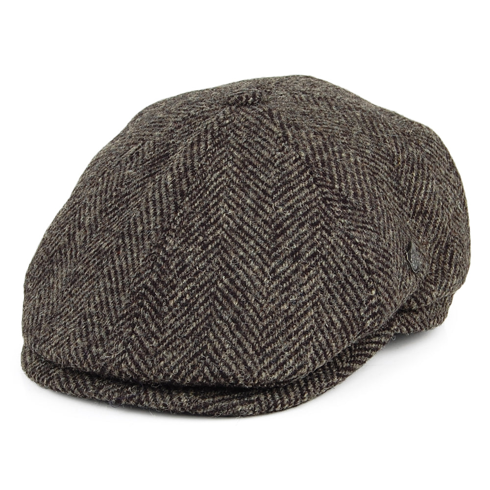 Casquette Gavroche en HARRIS TWEED à Chevrons Hudson gris-noir FAILSWORTH