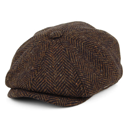 Casquette Gavroche en Tweed du Donegal à Chevrons Malmo marron FAILSWORTH