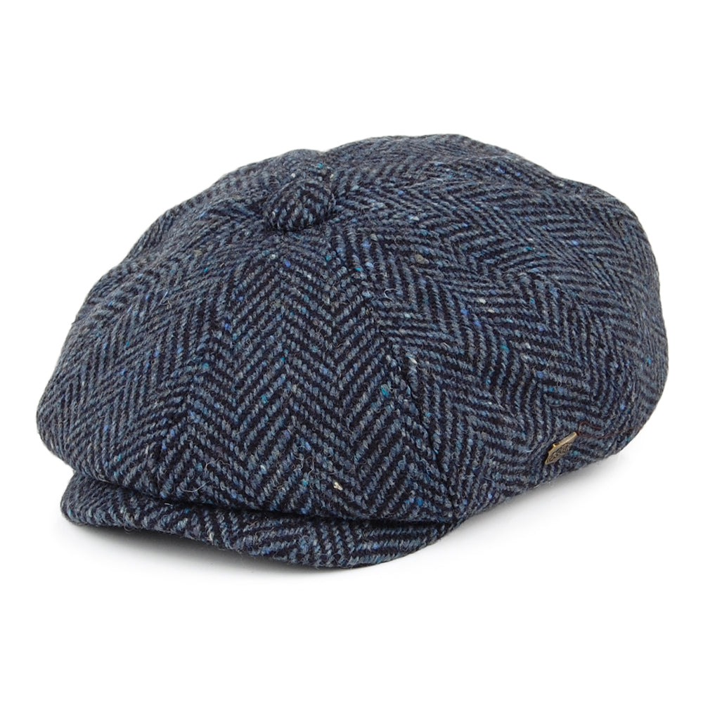 Casquette Gavroche en Tweed du Donegal à Chevrons Malmo bleu-multi FAILSWORTH
