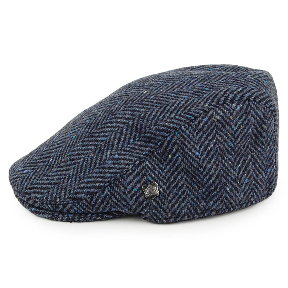 Casquette Plate en Tweed du Donegal à Chevrons Stockholm bleu-multi FAILSWORTH
