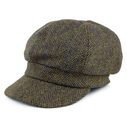 Casquette Gavroche en HARRIS TWEED à Chevrons Gabby olive et mix de couleurs FAILSWORTH