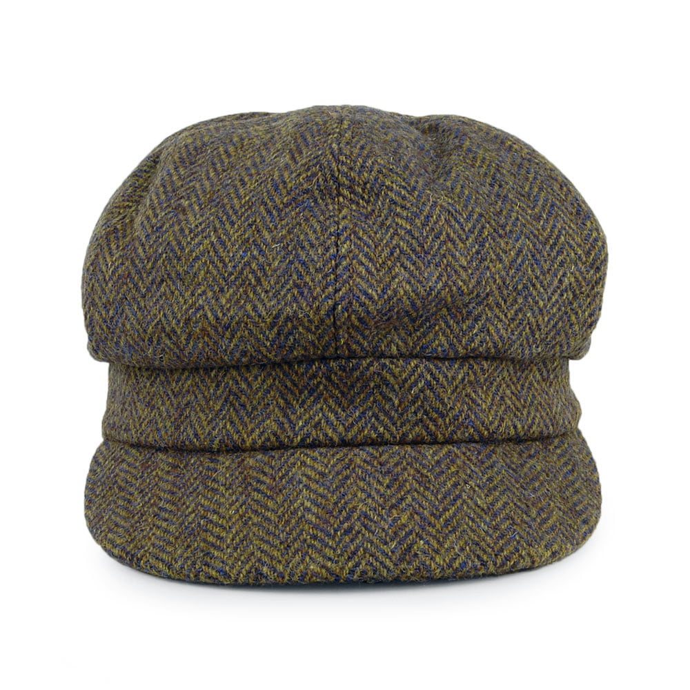 Casquette Gavroche en HARRIS TWEED à Chevrons Gabby olive et mix de couleurs FAILSWORTH