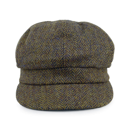 Casquette Gavroche en HARRIS TWEED à Chevrons Gabby olive et mix de couleurs FAILSWORTH