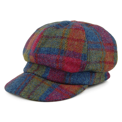 Casquette Gavroche en HARRIS TWEED Gabby rose-bleu FAILSWORTH