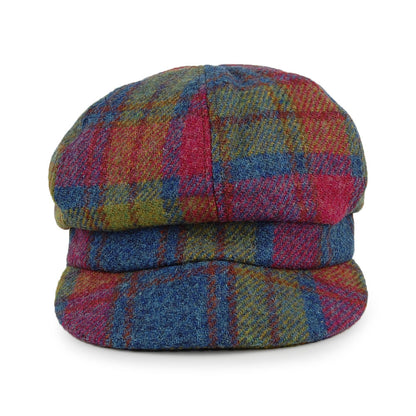 Casquette Gavroche en HARRIS TWEED Gabby rose-bleu FAILSWORTH