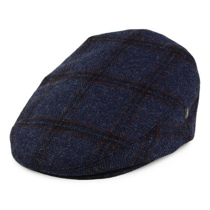 Casquette Plate en Laine Vierge Anglaise à Carreaux bleu CITY SPORT