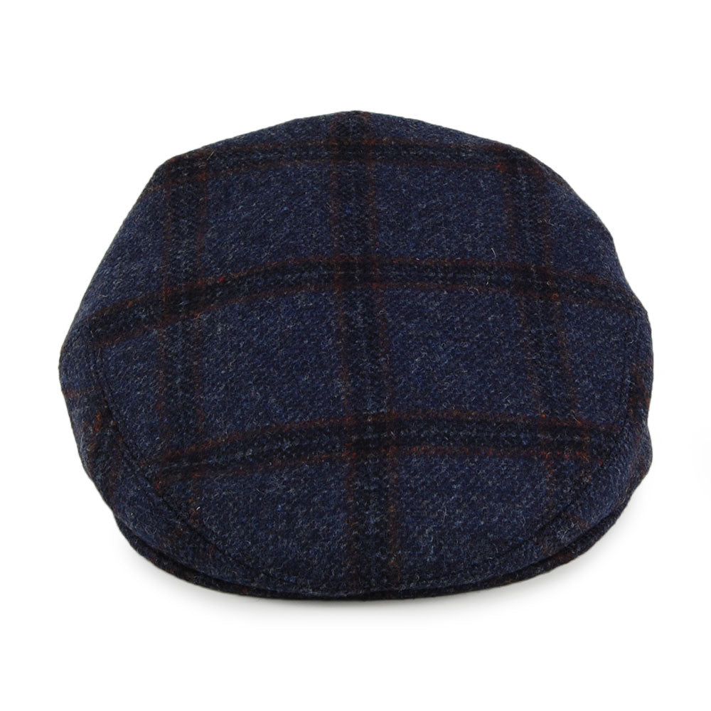 Casquette Plate en Laine Vierge Anglaise à Carreaux bleu CITY SPORT