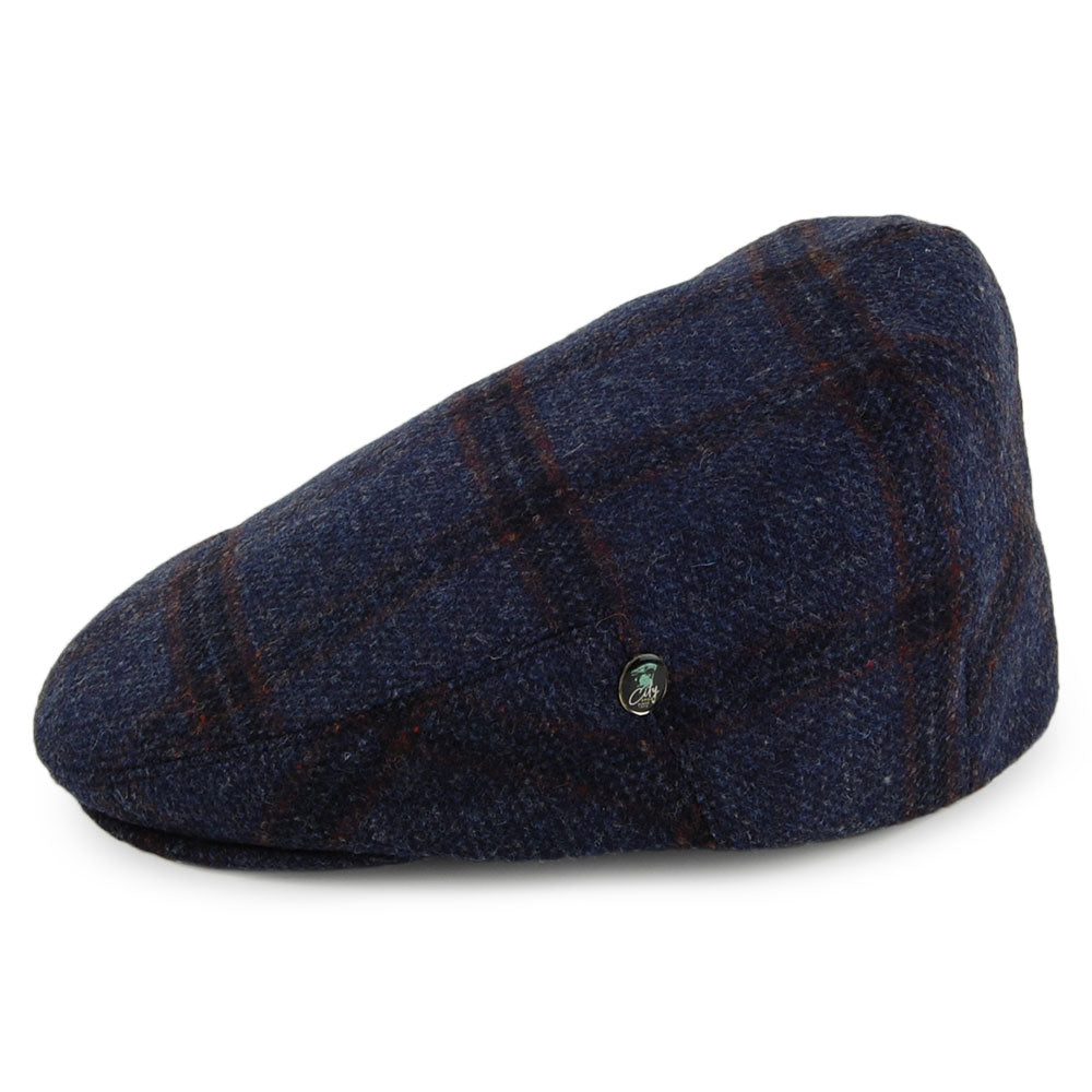 Casquette Plate en Laine Vierge Anglaise à Carreaux bleu CITY SPORT