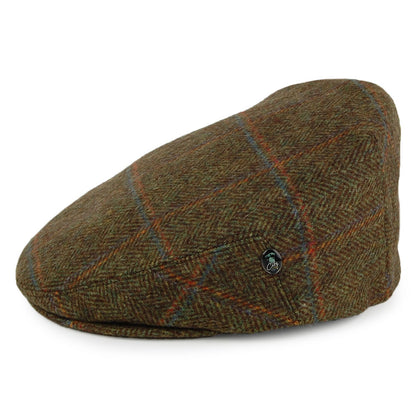 Casquette Plate en Laine Vierge Anglaise à Carreaux sauge CITY SPORT