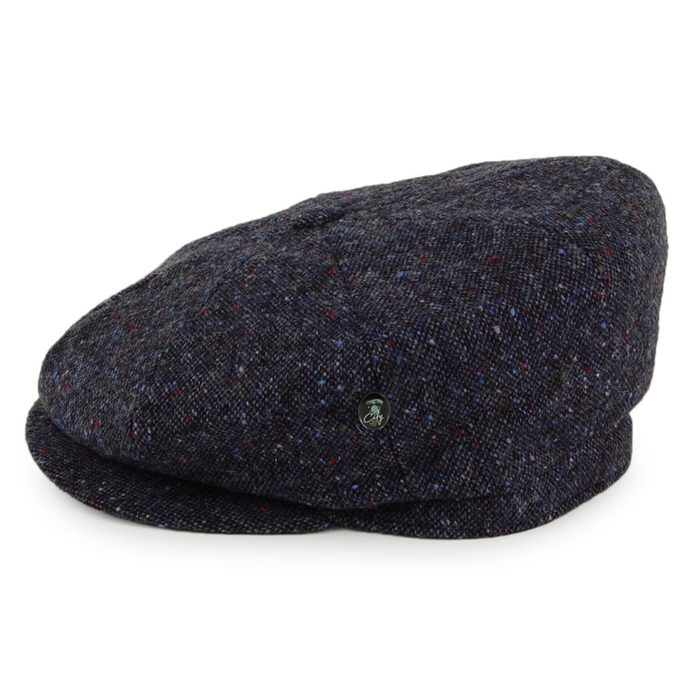 Casquette Gavroche en Tweed du Donegal bleu marine et mix de couleurs CITY SPORT