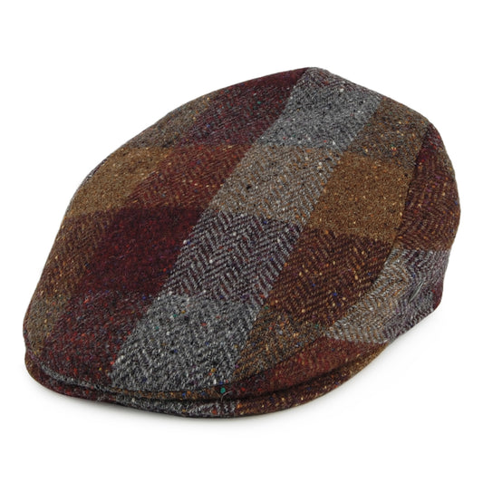 Casquette Plate en Tweed du Donegal Patch marron-bordeaux CITY SPORT