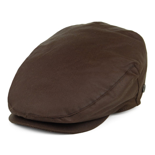 Casquette Plate en Coton Ciré British Millerain marron JAXON & JAMES