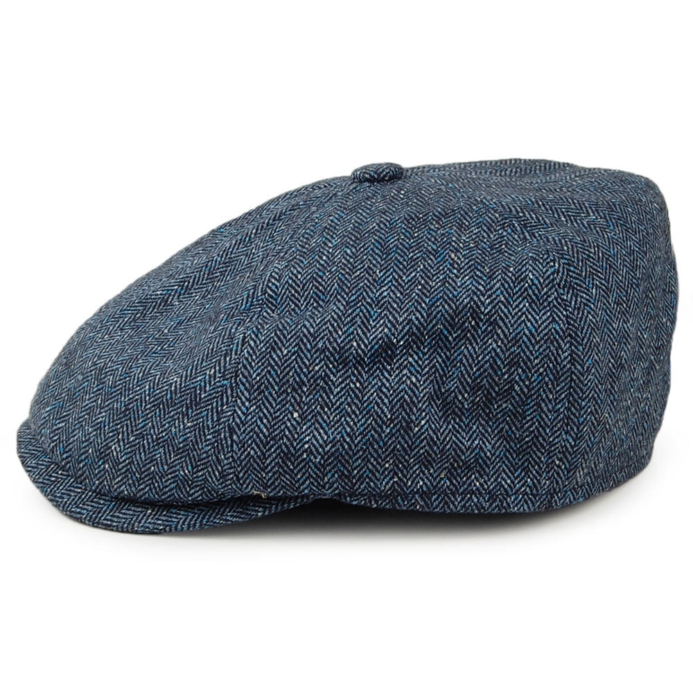 Casquette Gavroche en Soie Mélangée à Chevrons Hudson bleu marine FAILSWORTH