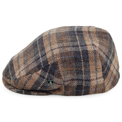Casquette Plate en Laine et Cachemire à Carreaux noir-beige CITY SPORT