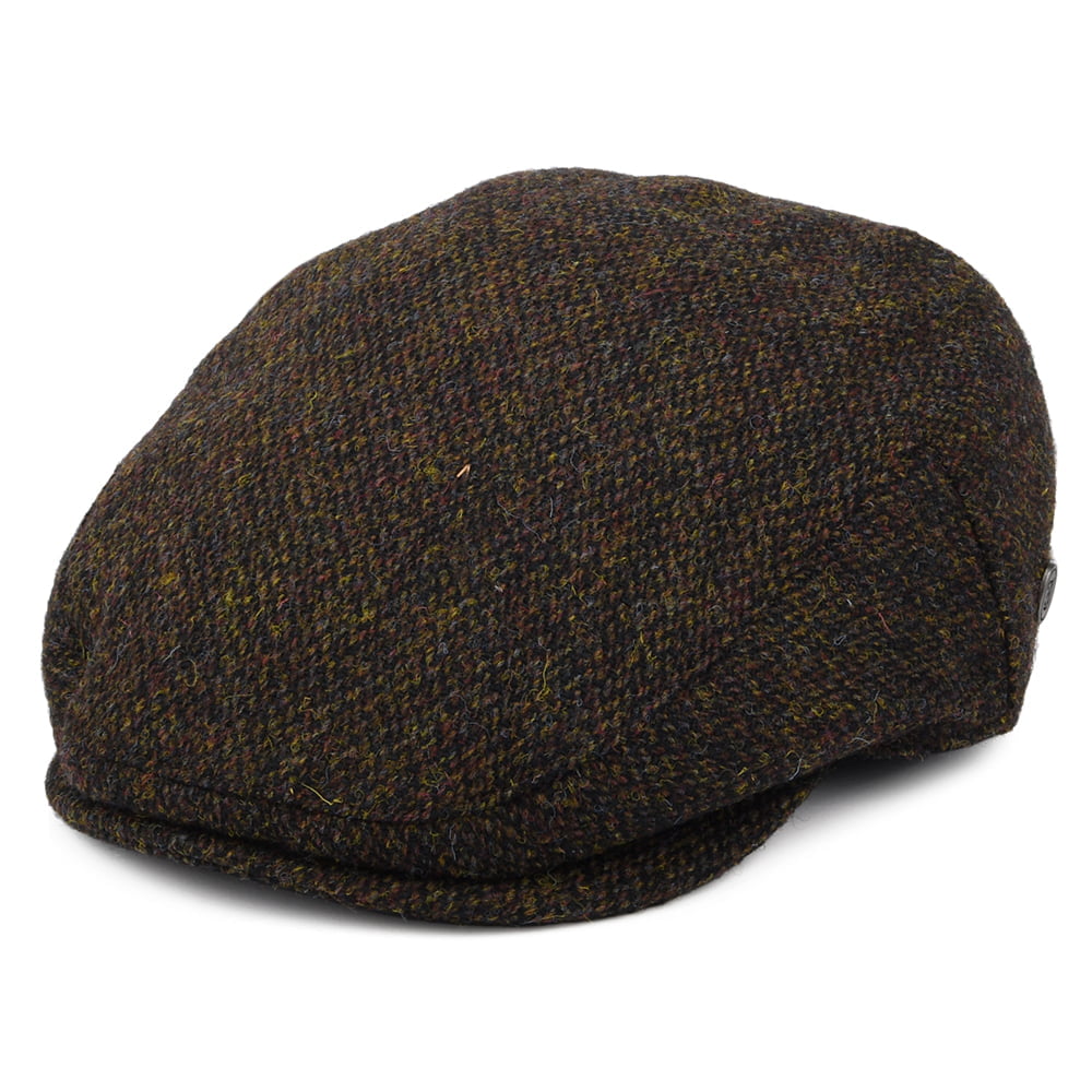 Casquette Plate en HARRIS TWEED Ferness mousse-marron JAXON & JAMES