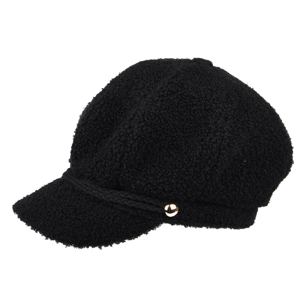Casquette Gavroche en Fausse Fourrure Sherpa Lydie noir BETMAR