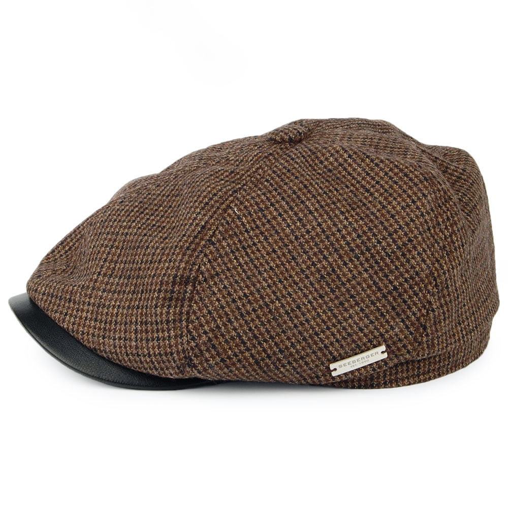 Casquette Gavroche Pied-de-Poule marron SEEBERGER