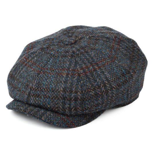 Casquette Gavroche en HARRIS TWEED Hatteras bleu-gris STETSON