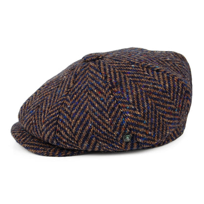 Casquette Gavroche en Tweed du Donegal à Chevrons Calotte Profonde bleu-gris CITY SPORT