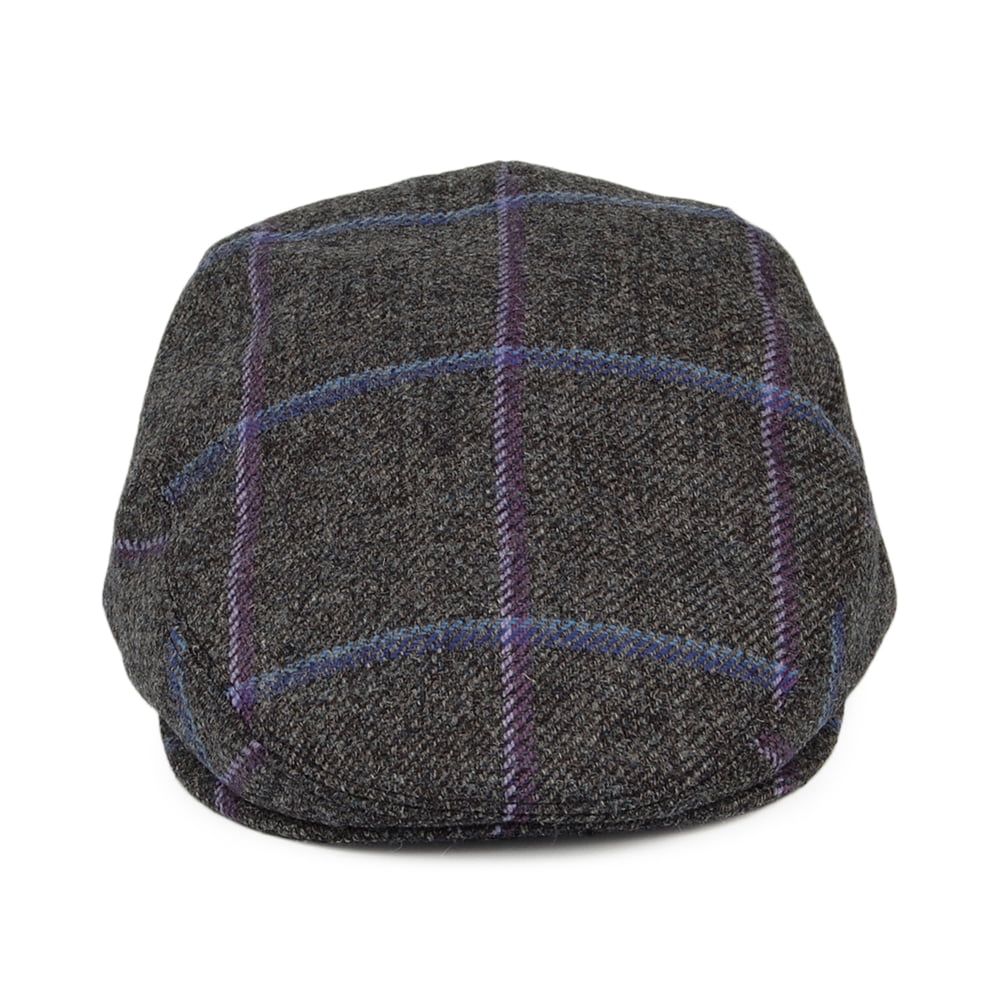 Casquette Plate en Laine Vierge Anglaise à Carreaux anthracite CITY SPORT