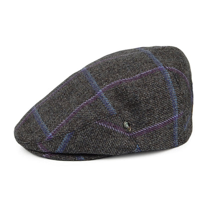 Casquette Plate en Laine Vierge Anglaise à Carreaux anthracite CITY SPORT
