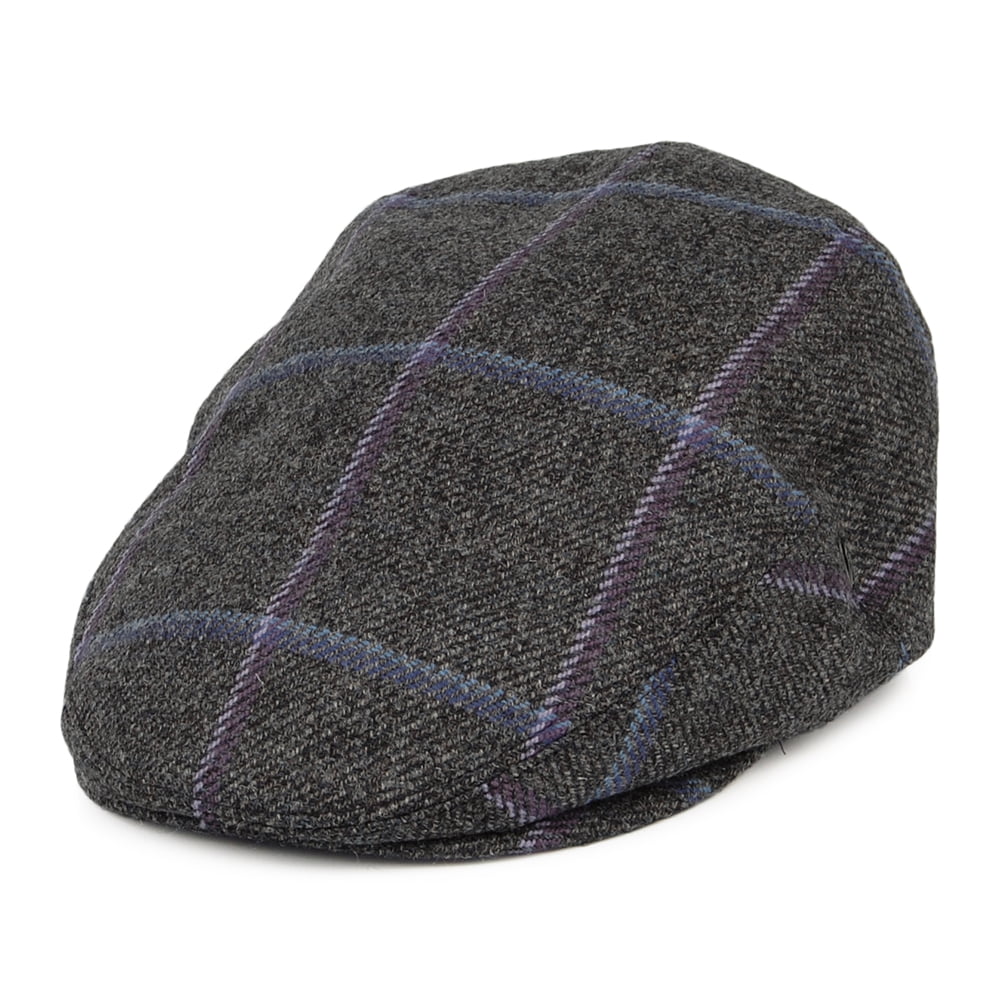 Casquette Plate en Laine Vierge Anglaise à Carreaux anthracite CITY SPORT