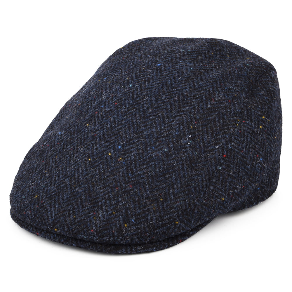 Casquette Plate en HARRIS TWEED à Protège-Oreilles Oban bleu marine FAILSWORTH
