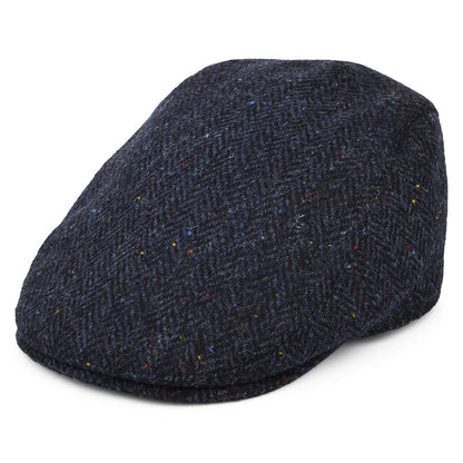Casquette Plate en HARRIS TWEED à Protège-Oreilles Oban bleu marine FAILSWORTH