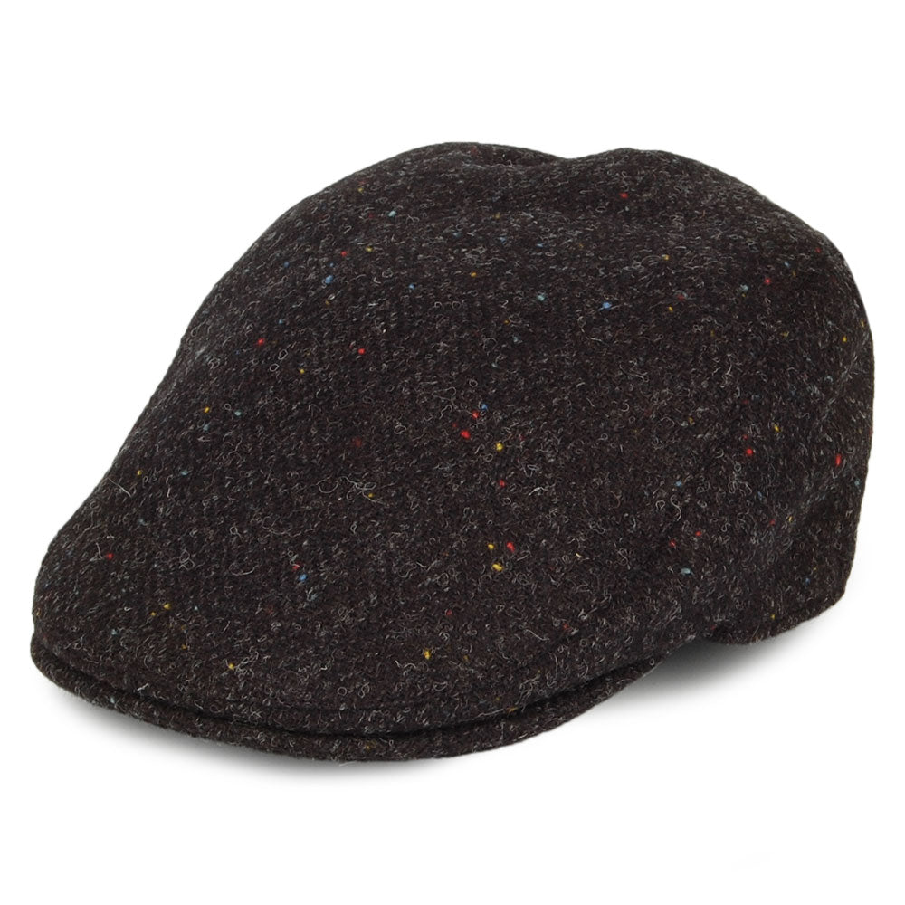 Casquette Plate en HARRIS TWEED à Protège-Oreilles Oban anthracite FAILSWORTH