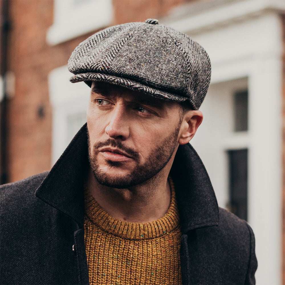 Casquette Gavroche en Tweed du Donegal Wexford gris FAILSWORTH