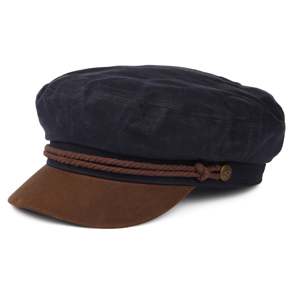 Casquette de Marin en Coton Ciré bleu marine-marron BRIXTON