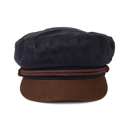 Casquette de Marin en Coton Ciré bleu marine-marron BRIXTON