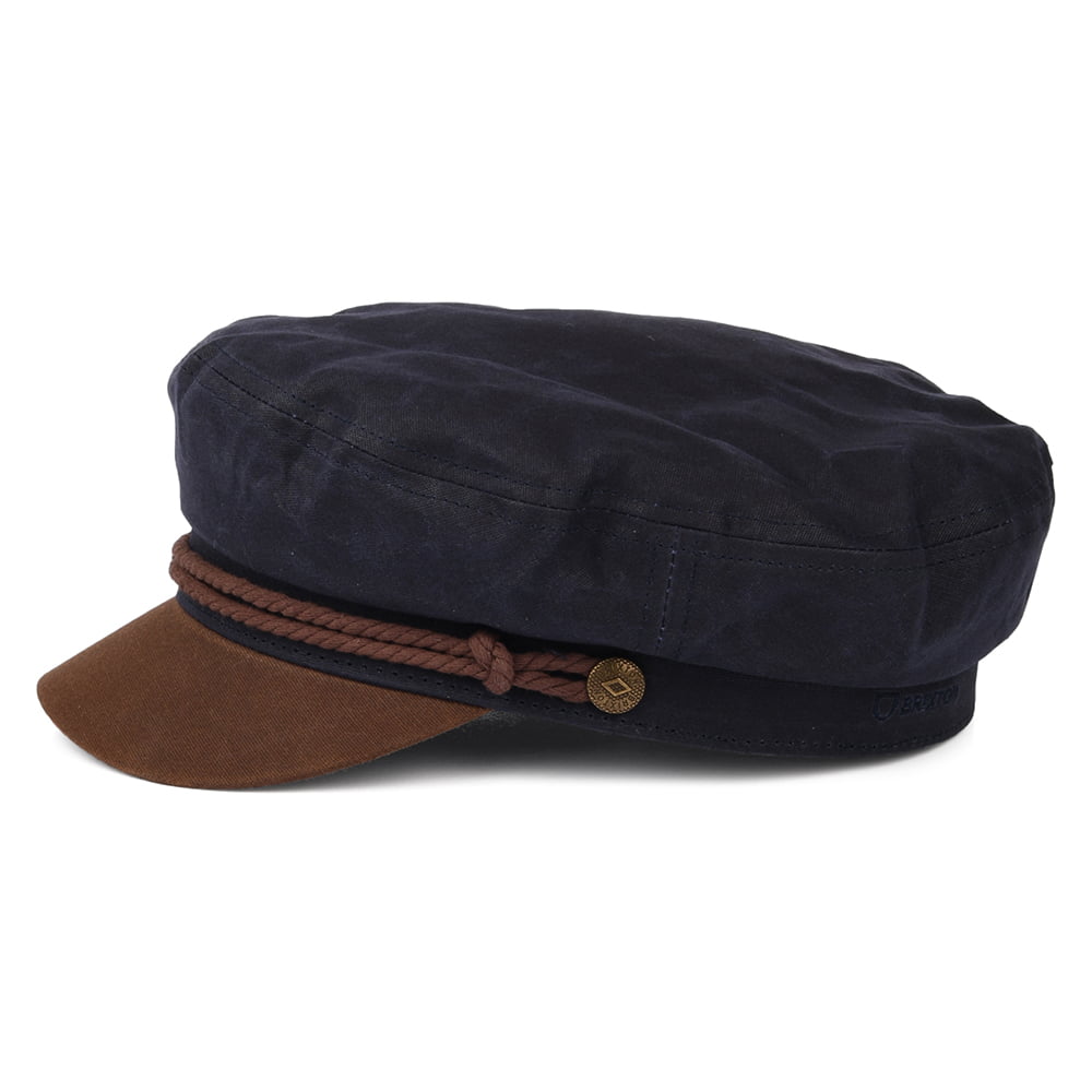 Casquette de Marin en Coton Ciré bleu marine-marron BRIXTON