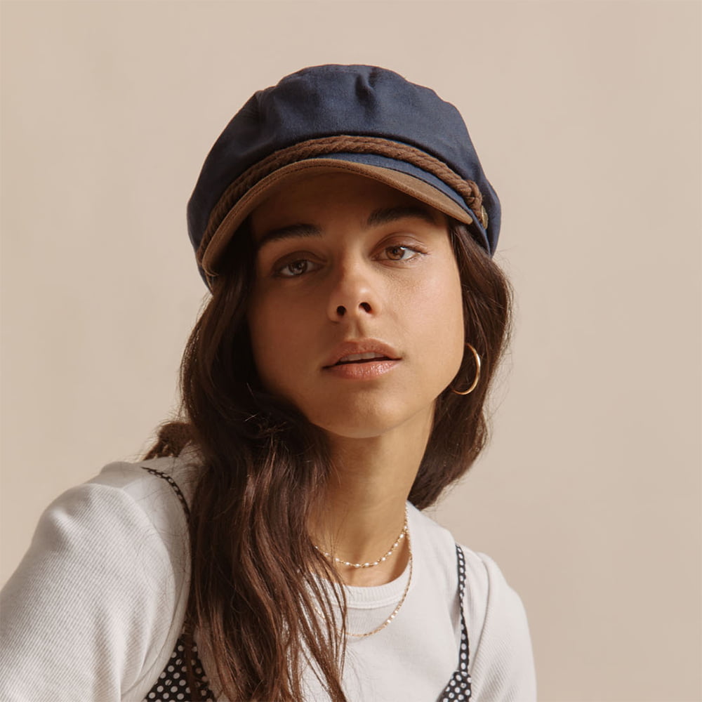 Casquette de Marin en Coton Ciré bleu marine-marron BRIXTON