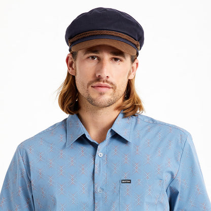 Casquette de Marin en Coton Ciré bleu marine-marron BRIXTON