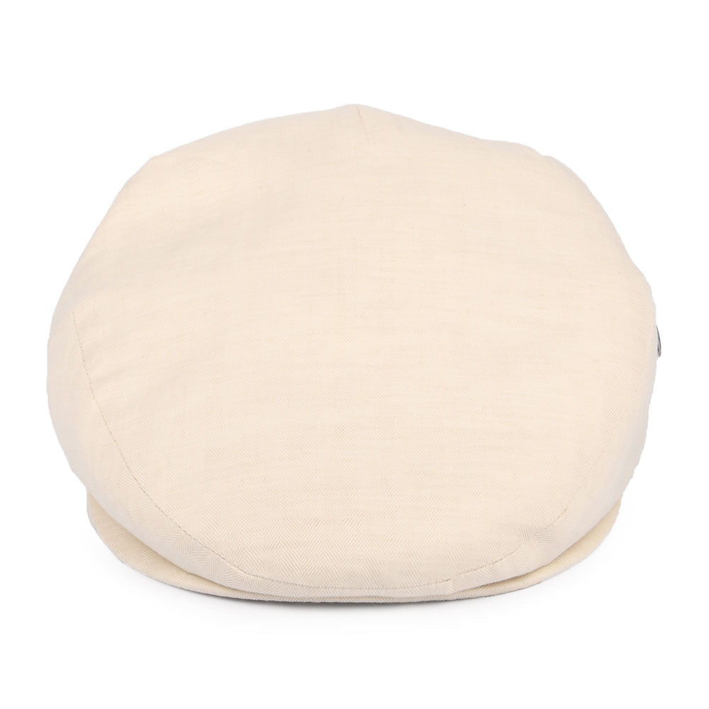 Casquette Plate en Coton et Lin à Micro Chevrons beige CITY SPORT