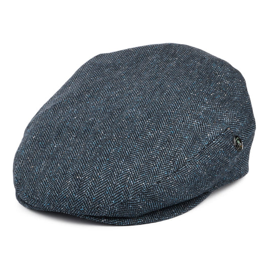 Casquette Plate en Soie et Coton Mouchetée à Chevrons bleu marine CITY SPORT