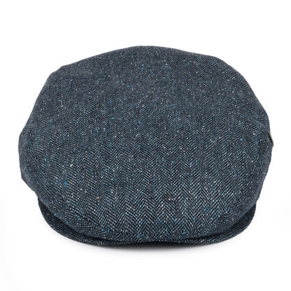 Casquette Plate en Soie et Coton Mouchetée à Chevrons bleu marine CITY SPORT