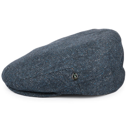 Casquette Plate en Soie et Coton Mouchetée à Chevrons bleu marine CITY SPORT
